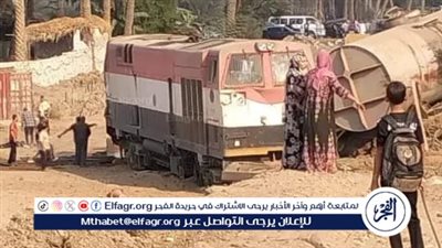 بالصور| انقلاب عربتين من قطار بضائع في الجيزة ووجود إصابات