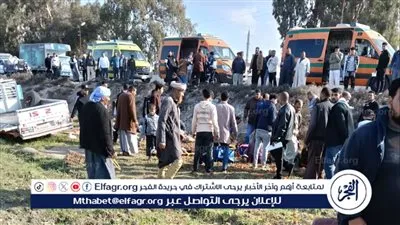 إصابة 25 عاملا في حادث انقلاب سيارة نقل علي طريق الإسماعيلية الزراعي