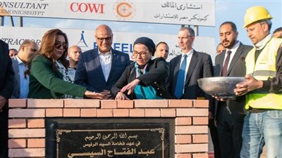 وزيرتا البيئة والتنمية المحلية ومحافظ القليوبية يضعون حجر الأساس للمحطة الوسيطة بالمرصفة