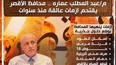 تعرف علىها.. جهود مكثفة لإنهاء أزمات ومشاكل عالقة منذ سنوات تصدى لها محافظ الأقصر