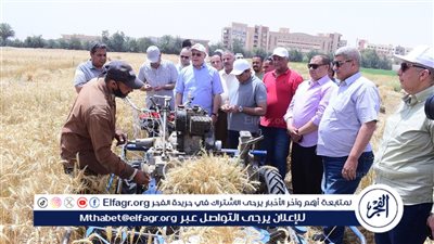 النعماني:يشهد بدء موسم حصاد تقاوي القمح بمزرعة جامعة سوهاج