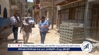 تركيب بلاط الإنترلوك بمنطقتي الصفصافة والغربية بمدينة أبنوب فى أسيوط 