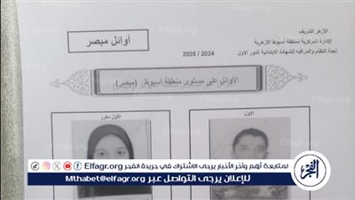 الفجر تنشر أسماء الأوائل على الشهادة الابتدائية الازهرية بأسيوط 
