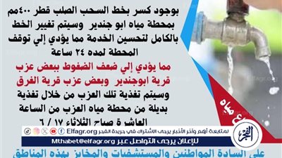 انقطاع المياه عن بعض قرى مركز إطسا بالفيوم بسبب كسر في خط السحب