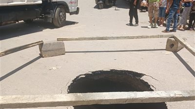 هبوط أرضي بمنطقة الشونة بحي غرب شبرا الخيمة