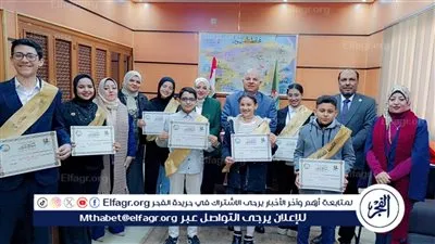 قبيصي يكرم الفائزين في مسابقة الطالب المثالي والطالبة المثالية بمحافظة الفيوم