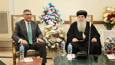 محافظ الجيزة يزور مقر مطرانية شمال الجيزة للتهنئة بعيد الميلاد المجيد