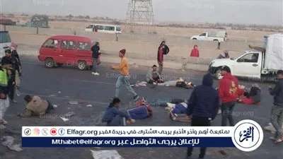 إصابة 23 عاملا في حادث انقلاب سيارة ربع نقل بالإسماعيلية 