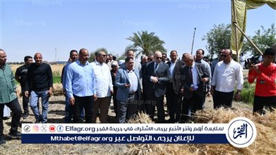 محافظ الفيوم يفتتح موسم حصاد القمح بأحد الحقول الزراعية بقصر رشوان